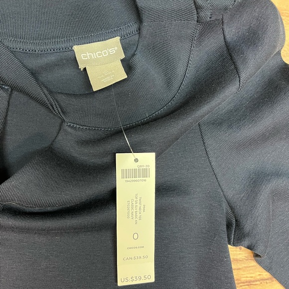 NWT Chicos twisted neck tee. Top 3/4 sleeves. Classic Navy - Picture 4 of 12